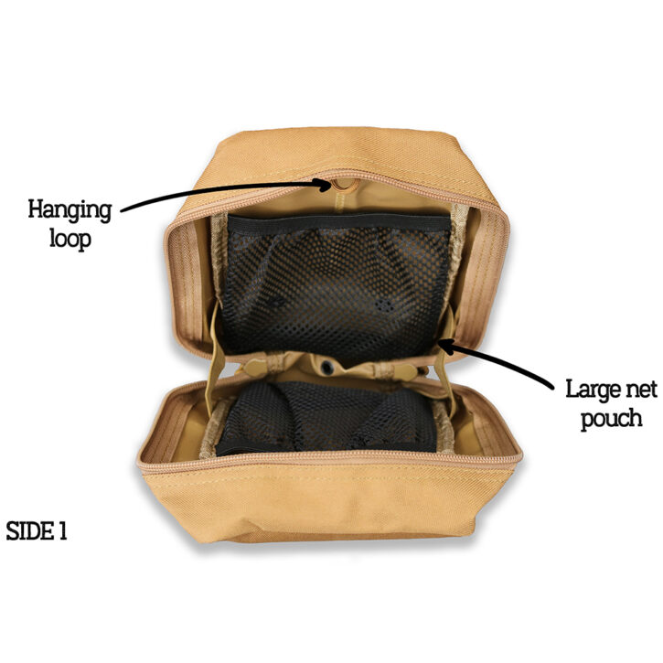 Inside the AK-9 Pet First Aid Kit showing large net pouch