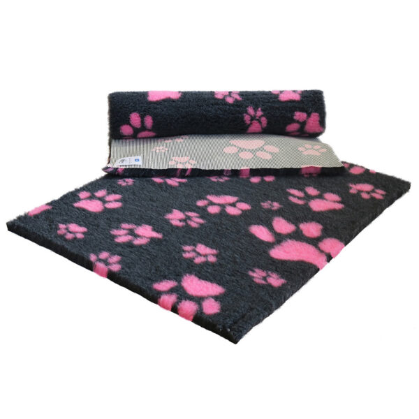 Vetfleece Non-Slip Multi Paws Charcoal with Pink Paws