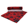 Vetfleece Non-Slip Multi Paws Red with Charcoal Paws