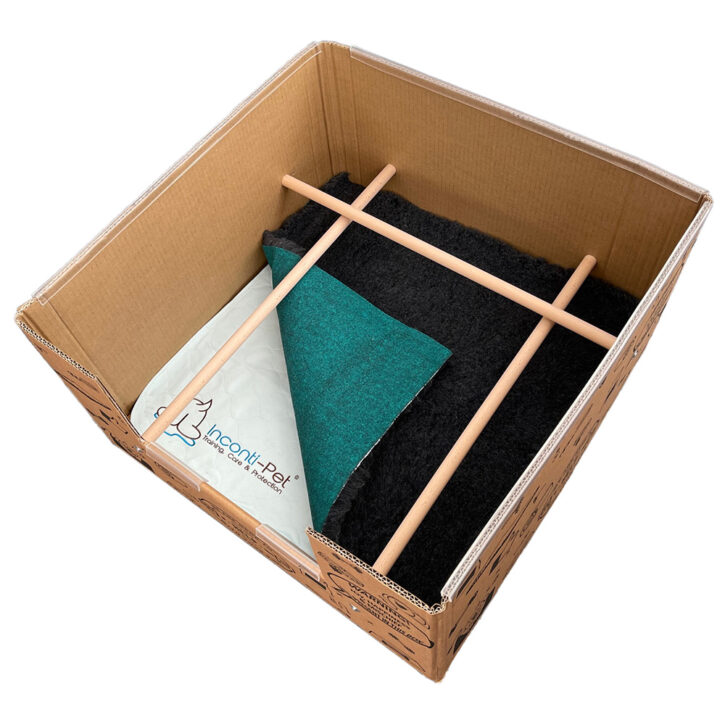Cardboard Whelping Box with Inconti-Pet Pad and Fleece