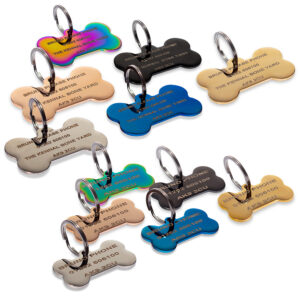 Bone Shaped Pet ID Tags Available in 6 colours for both small and large