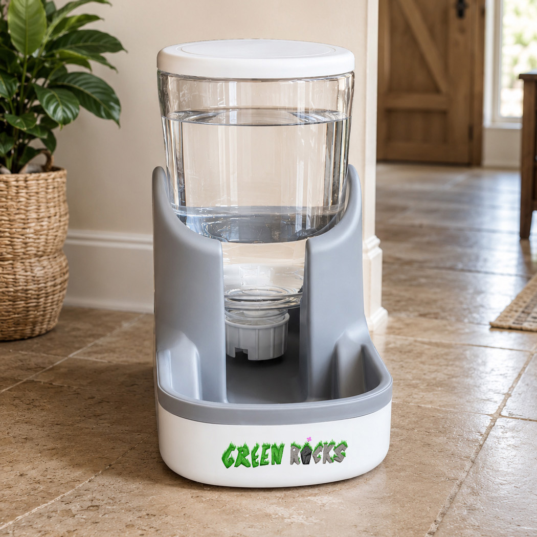 Water Green Rocks Gravity-Feed Water Bowl - 4 Litre - Image 1