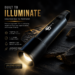 AK-9 multi-function LED torch with illuminated beam and highlighted features for outdoor use