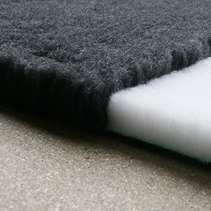 Close-up side view of thick high-pile Vet Bedding fabric showing soft fleece surface and backing layer.