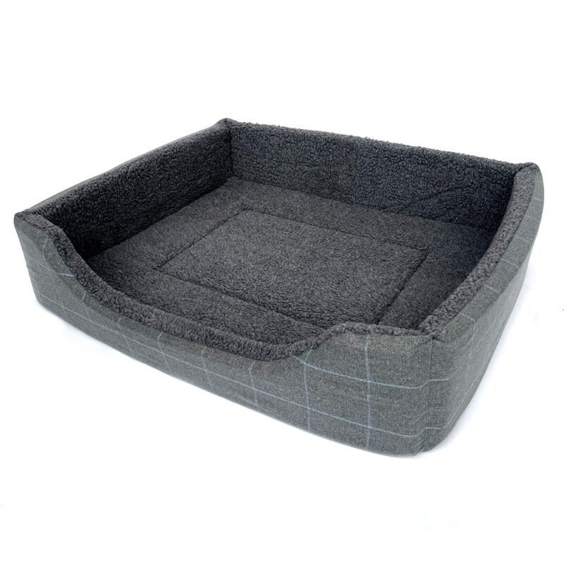 Jenny Wren UK-Made Luxury Square Washable Dog Bed with Sherpa Fleece Lining