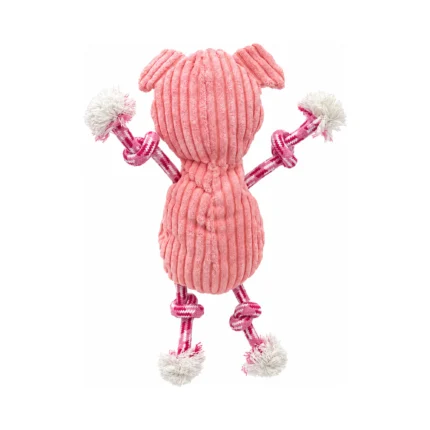 DuraToy Adjustable Piggy Corduroy Rope Dog Toy, pink, back view