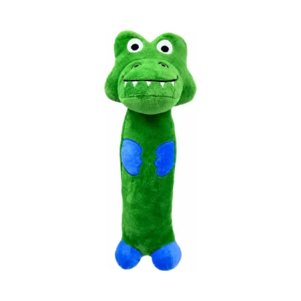 DuraToy Crocodile Unstuffed Bottle Dog Toy, green, front view