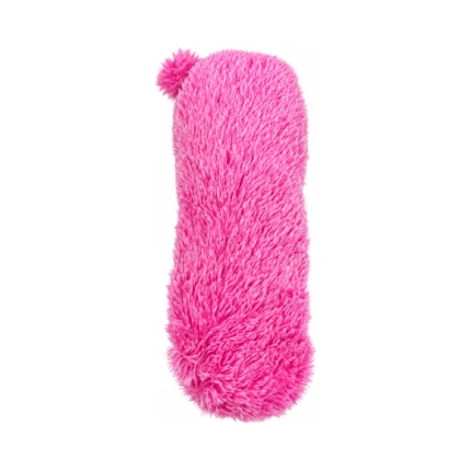 DuraToy Fluffy Piggy Soft Cushion Squeaky Dog Toy, pink, green, grey, back view