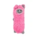 DuraToy Fluffy Piggy Soft Cushion Squeaky Dog Toy, pink, green, grey, detail view 1