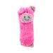 DuraToy Fluffy Piggy Soft Cushion Squeaky Dog Toy, pink, green, grey, front view