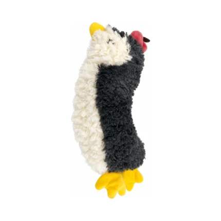 DuraToy Fruity Penguin Crunchy Dog Toy, grey, white, back view