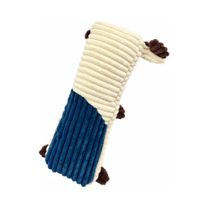 DuraToy Goofy Goat Pillow Squeaky Dog Toy, white, beige, back view