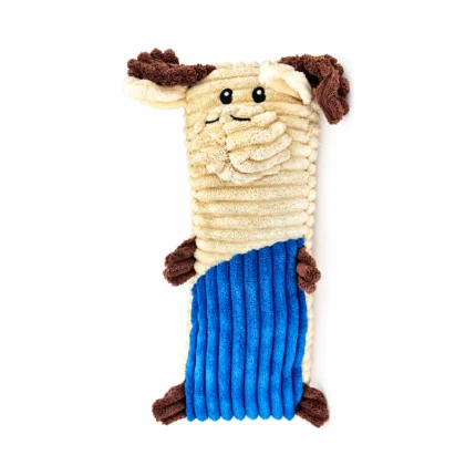 DuraToy Goofy Goat Pillow Squeaky Dog Toy, white, beige, front view