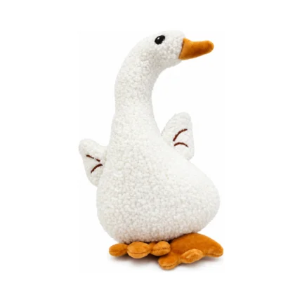 DuraToy Gorgeous Goose Crunchy Squeaky Dog Toy, white, beige, orange, detail view 1