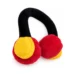 DuraToy Headphones Crunchy Squeaky Dog Toy, red, yellow, black, detail view 2