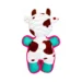 DuraToy Minty Cow Squeaky Dog Toy, pink, green, white, brown, back view