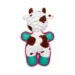 DuraToy Minty Cow Squeaky Dog Toy, pink, green, white, brown, detail view 2