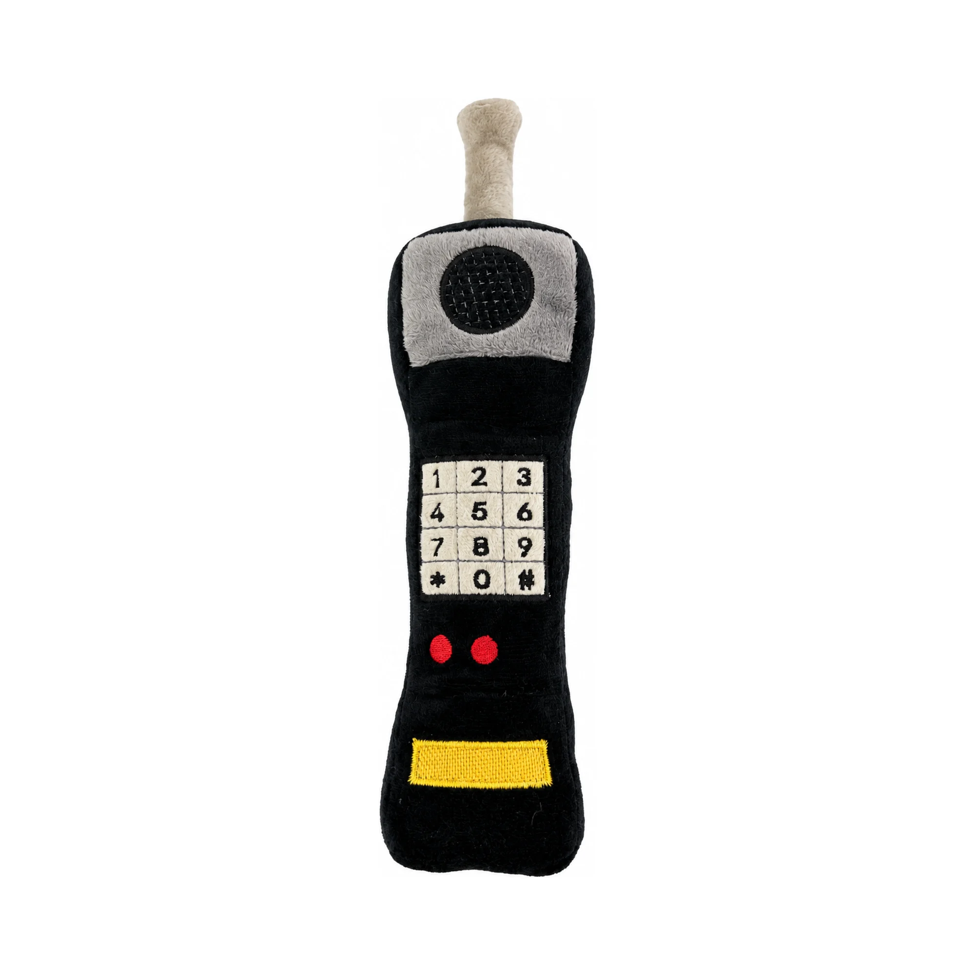 DuraToy Mobile Phone Crunchy Squeaky Dog Toy — front view DuraToy Mobile Phone Crunchy Squeaky Dog Toy, black, front view