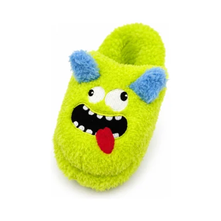 DuraToy Monster Slipper Squeaky Dog Toy, green, front view