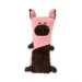 DuraToy Oink Striped Pillow Squeaky Dog Toy, pink, brown, detail view 3