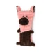 DuraToy Oink Striped Pillow Squeaky Dog Toy, pink, brown, detail view 4