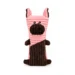 DuraToy Oink Striped Pillow Squeaky Dog Toy, pink, brown, front view