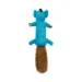 DuraToy Blue Rascal Crunchy Tail Dog Toy, blue, yellow, brown, back view