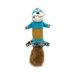 DuraToy Blue Rascal Crunchy Tail Dog Toy, blue, yellow, brown, detail view 1