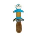 DuraToy Blue Rascal Crunchy Tail Dog Toy, blue, yellow, brown, detail view 2