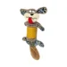 DuraToy Grey Scamp Crunchy Tail Dog Toy, grey, yellow, blue, detail view 1