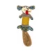 DuraToy Grey Scamp Crunchy Tail Dog Toy, grey, yellow, blue, front view