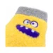 DuraToy Silly Sock Squeaky Dog Toy, yellow with purple and grey detailing, detail view 1