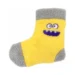 DuraToy Silly Sock Squeaky Dog Toy, yellow with purple and grey detailing, detail view 2