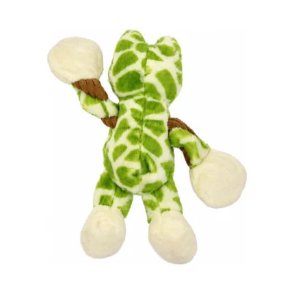 DuraToy Small Frog Squeaky Dog Toy, green, white, brown, back view