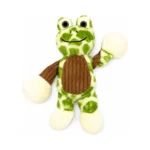 DuraToy Small Frog Squeaky Dog Toy, green, white, brown, front view