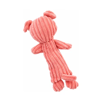DuraToy Stripey Piggy Crinkle Squeaky Dog Toy, pink, back view