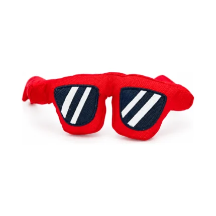 DuraToy Sunnies Squeaky Dog Toy, red, back view
