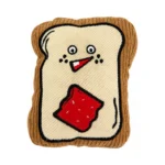 DuraToy Toast Squeaky Dog Toy, beige, front view