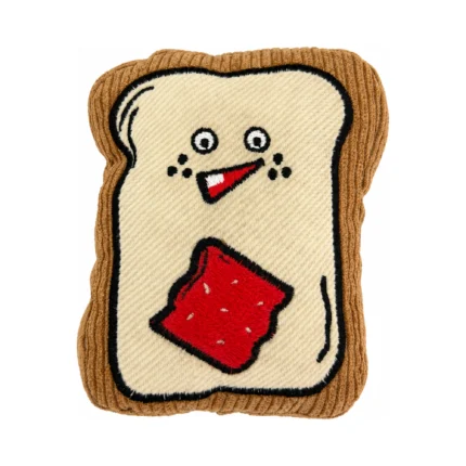 DuraToy Toast Squeaky Dog Toy, beige, front view