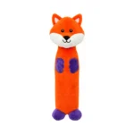 DuraToy Vibrant Fox Water Bottle Crunch Dog Toy, orange, front view
