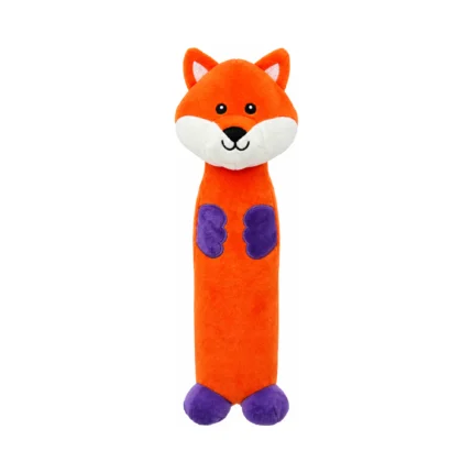 DuraToy Vibrant Fox Water Bottle Crunch Dog Toy, orange, front view