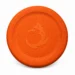 The orange XL DuraToy Flying Disc photographed face on, showing the embossed emblem and the concentric ridges around it