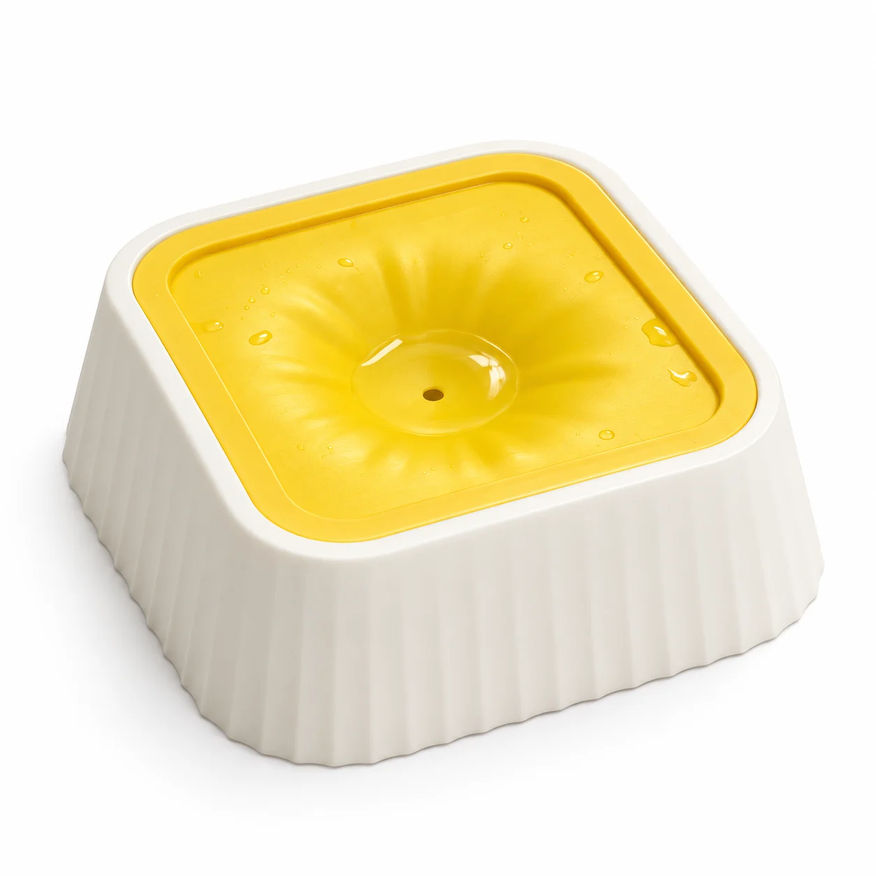 PA-SQWATERBOWL-YW-product-angled Hungry Henry Square Floating Water Bowl - Image 1